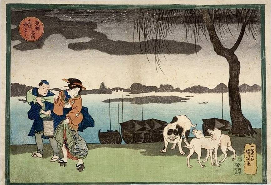 Kuniyoshi - Celebrated Views of the Eastern Capital (Tto meisho), Yanagibashi at Ryoguku