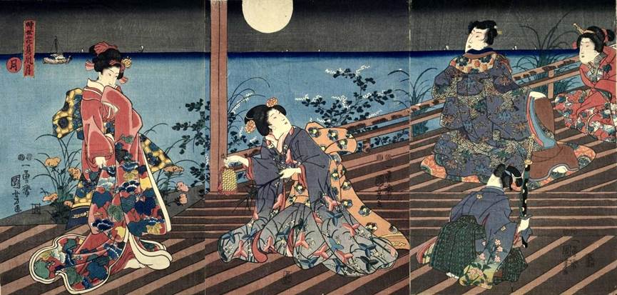 Kuniyoshi - Fashionable Quartet of Flower, Bird, Wind and Moon (Jisei kwachôfûgetsu, R147), Wind, c