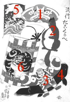 Kuniyoshi - Popular Kites (Ryûkô tako kurabe), 1846-48, pub