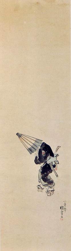 Kuniyoshi - (painting) Figure with an umbrella