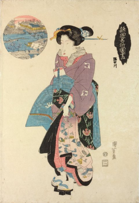 Kuniyoshi - Series of Famous Views of the Provinces Illustrated (R 1), A Kyoto Beauty