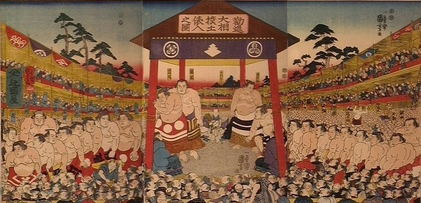 Kuniyoshi - (sumô triptych), 