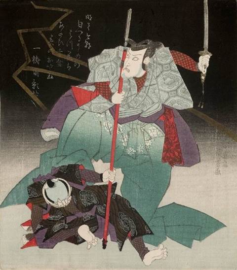 Kuniyoshi - (surimono) untitled series of Snow, Moon, and Flowers, Flowers, Onoe Kikugorô III (alt)