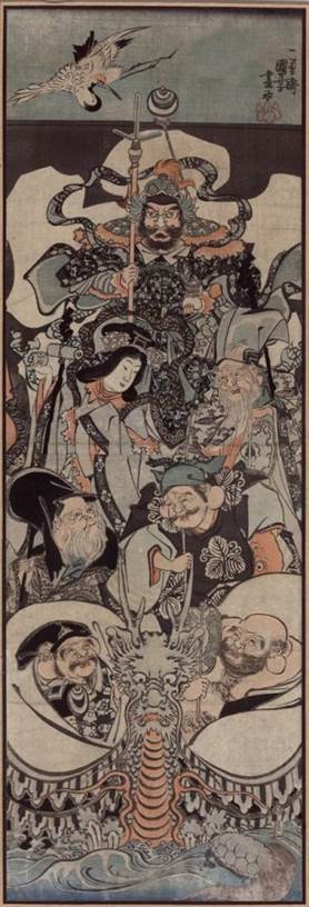 Kuniyoshi - (Kakemono-e)   7 Gods of Good Luck (Shichi fukujin), 1846 (Pub
