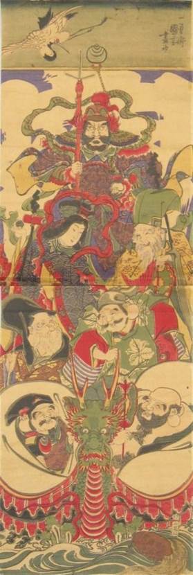 Kuniyoshi - (Kakemono-e)   7 Gods of Good Luck (Shichi fukujin), (Pub