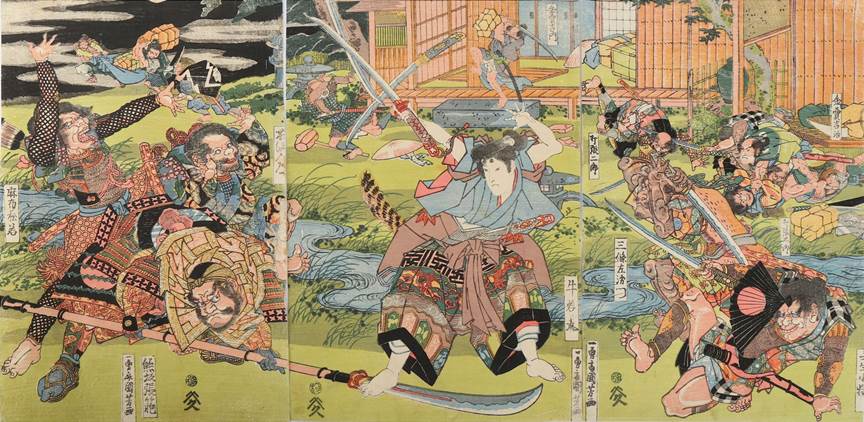 Kuniyoshi - (T  1) The Taira Ghosts Attacking Yoshitsune's Ship