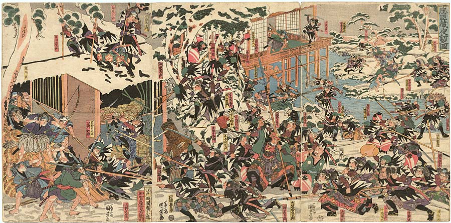 Kuniyoshi - (T 12) The night attack of the loyal retainers (Chûshingura yo-uchi no zu)