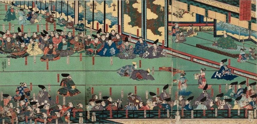 Kuniyoshi - (T 45) The Right General Yoritomo, Having Defeated the Heike