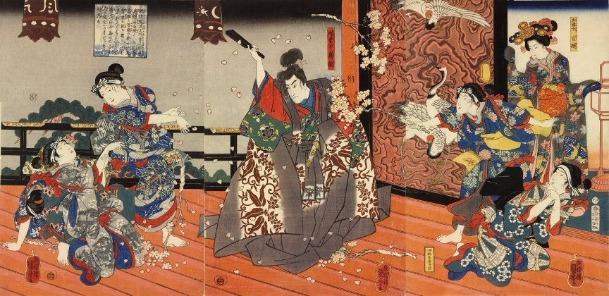 Kuniyoshi - (T 87) (Kamakura Sei Oshu Shimpatsu no Zu) Minamoto no Yoritomo and his troops departs to Mutsu Province in 1189,