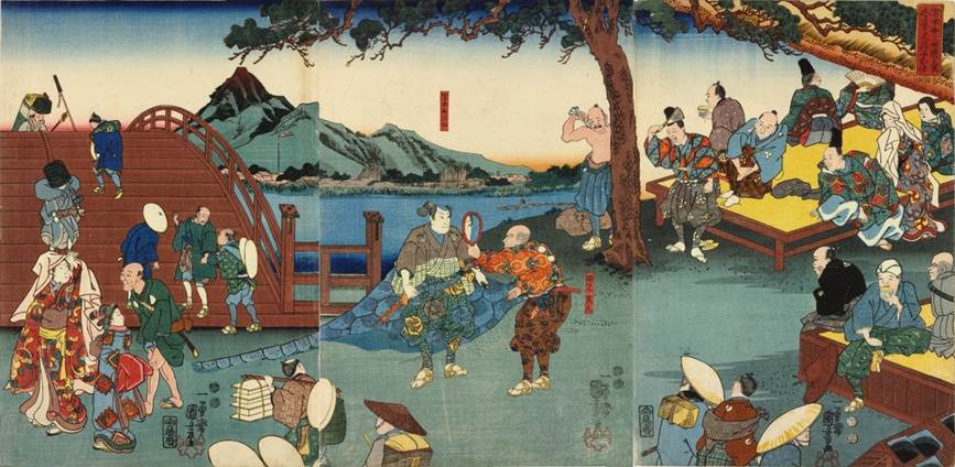 Kuniyoshi - (T222) Battle of Dan no Ura, Yoshitsune’s leap, 1849-50