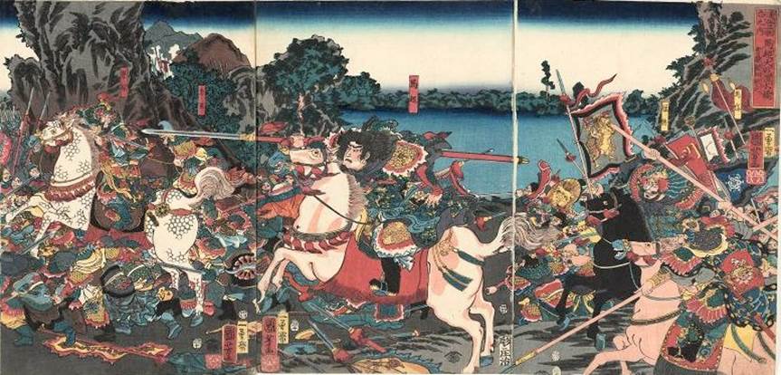 Kuniyoshi - (T306) Battle between Bachô and Sôsô
